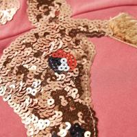 Kindertrui met giraf van pailletten 116 oudroze - thumbnail