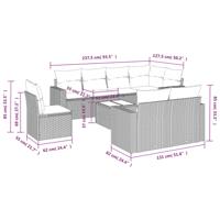 8-delige Loungeset met kussens poly rattan beige - thumbnail
