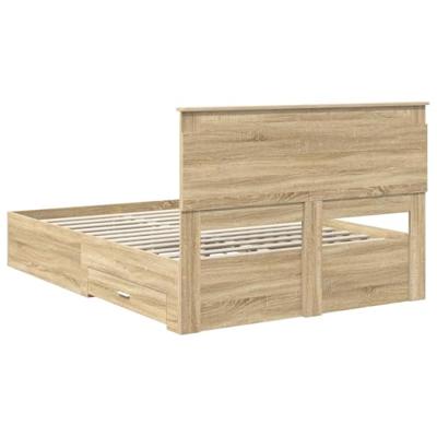 Bedframe met lade met hoofdeinde met opslag Bewerkt hout