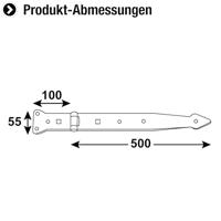 Connex Hengsel Zwaar 500X55X100X4,0 Bvz - DYB2901071 - thumbnail