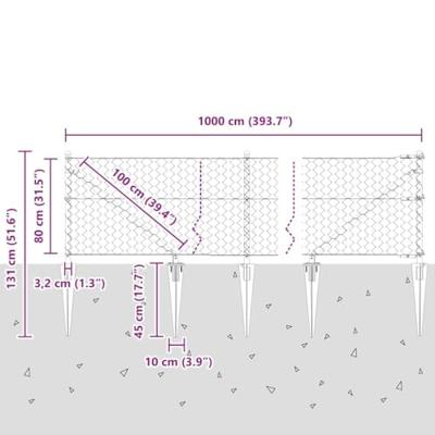 VidaXL Afrasteringspaal zilver 10 x 0,8 m (50 mm gaas) staal VidaXL Afrasteringspaal zilver 10 x 0,8 m (50 mm gaas) staal