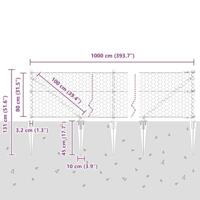 VidaXL Afrasteringspaal grijs 10 x 0,8 m (50 mm gaas) staal en pvc - thumbnail