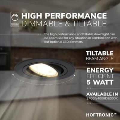 Set van 6 Miro LED inbouwspots - GU10 4 Watt 345 Lumen - 6500K Daglicht wit - Dimbaar - Rond - Kantelbaar - IP20 Voor binnen - Zwart Set van 6 Miro LED inbouwspots - GU10 4 Watt 345 Lumen - 6500K Daglicht wit - Dimbaar - Rond - Kantelbaar - IP20 Voor binnen - Zwart