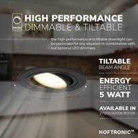 Set van 6 Miro LED inbouwspots - GU10 4 Watt 345 Lumen - 6500K Daglicht wit - Dimbaar - Rond - Kantelbaar - IP20 Voor binnen - Zwart - thumbnail