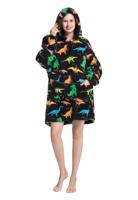 Draagbare deken met capuchon & mouwen - dino - thumbnail