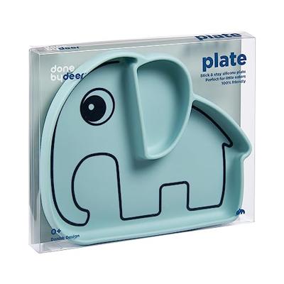 Bord DONE BY DEER Stick&Stay Olifant in silicone blauw