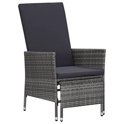 VidaXL Tuinstoel verstelbaar met kussens poly rattan grijs