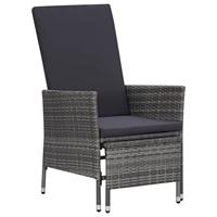 VidaXL Tuinstoel verstelbaar met kussens poly rattan grijs - thumbnail