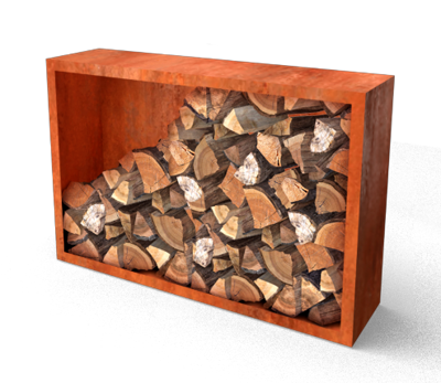 Egura Cortenstaal Houtopslag met achterwand 1500 x 385 x 1000 mm Geroba - Geroba Egura Cortenstaal Houtopslag met achterwand 1500 x 385 x 1000 mm Geroba - Geroba