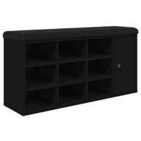 Schoenenbank 102x32x50 cm bewerkt hout zwart - thumbnail