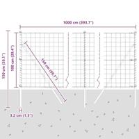VidaXL Hek met paal grijs 1 x 10 m staal - thumbnail