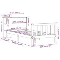Bed met boekenkast zonder matras grenenhout wit 90x190 cm - thumbnail