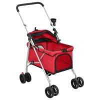 VidaXL Hondenwagen inklapbaar 76x50x100 cm oxford stof rood - thumbnail