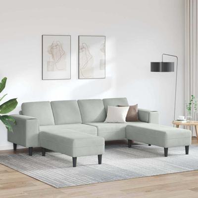 Bankstel 3 pcs Lichtgrijs Fluweel