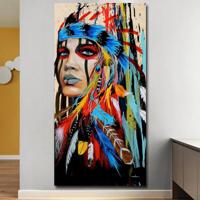 Moderne Wall Art Prints Coloful meisje gevederde vrouwen canvas schilderij voor woonkamer Home decor grootte: 40X60cm - thumbnail