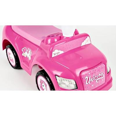 Dolu Eenhoorn Loopauto met Duwstang Roze - thumbnail