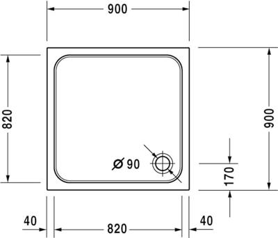 Duravit D-Code Douchebak vierkant 90x90cm met antislip Wit
