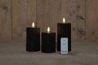 B.O. 3Pcs 3D Wick Black Ribbel Candle kaars 7,5X1012,515 cm Rusti Anna's Collection - Annas collection - thumbnail