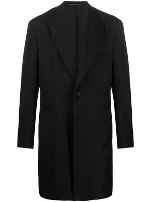 Yohji Yamamoto long-line fitted blazer - Blue Yohji Yamamoto long-line fitted blazer - Blue