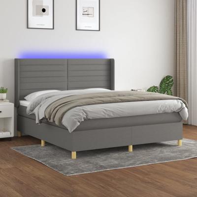 Boxspring met matras en LED stof donkergrijs 180x200 cm