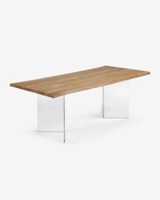 Kave Home Eettafel 'Lotty' Eiken en Glas, 220 x 100cm Kave Home Eettafel 'Lotty' Eiken en Glas, 220 x 100cm