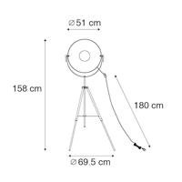 QAZQA Vloerlamp zwart met goud 51 cm verstelbaar tripod - Magnax - thumbnail