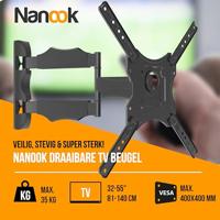 NANOOK Draaibare muurbeugel voor 32-55 inch tv's - Kantelbaar - Wandbeugel voor LCD-, LED-, QLED- en OLED-tv's - thumbnail