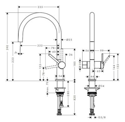 Hansgrohe Talis M54 ééngreeps keukenmengkraan 220 met stopkraan voor vaatwasser, chroom Hansgrohe Talis M54 ééngreeps keukenmengkraan 220 met stopkraan voor vaatwasser, chroom