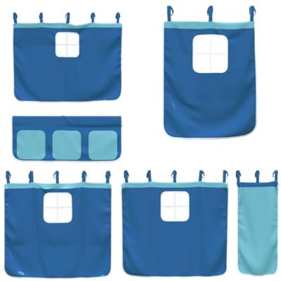 Stapelbed met glijbaan en gordijnen blauw 80x200 cm