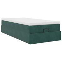 Ottoman bed met matras 80x200cm fluweel donkergroen - thumbnail