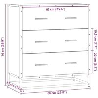 Dressoir 68x35x76 cm bewerkt hout en metaal gerookt eiken - thumbnail