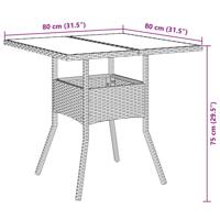 3-delige Tuinset met kussens poly rattan en glas grijs - thumbnail