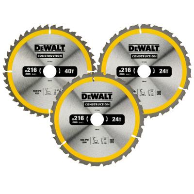 DeWALT DT1962 Cirkelzaagbladen Set 216mm (2X 24T 1X 40T)
