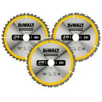 DeWALT DT1962 Cirkelzaagbladen Set 216mm (2X 24T 1X 40T) - thumbnail