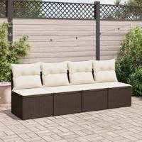 2-delige Loungeset met kussens poly rattan acacia bruin - thumbnail