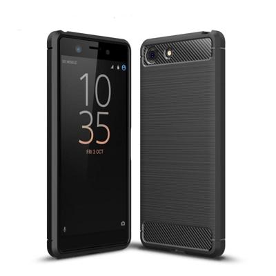 Geborsteld textuur koolstofvezel schokbestendige TPU Case voor Sony Xperia XZ4 Compact (zwart)