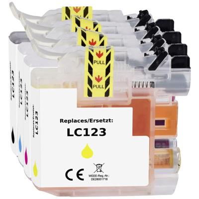 Renkforce Inktcartridge vervangt Brother LC-123BK, LC-123C, LC-123M, LC-123Y Compatibel Combipack Zwart, Cyaan, Magenta, Geel RF-5679774 Renkforce Inktcartridge vervangt Brother LC-123BK, LC-123C, LC-123M, LC-123Y Compatibel Combipack Zwart, Cyaan, Magenta, Geel RF-5679774
