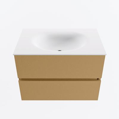 MONDIAZ VICA 70cm badmeubel onderkast Oro 2 lades. Wastafel MOON midden zonder kraangat, kleur Talc.