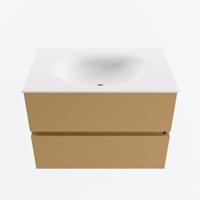 MONDIAZ VICA 70cm badmeubel onderkast Oro 2 lades. Wastafel MOON midden zonder kraangat, kleur Talc. - thumbnail