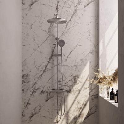 Regendoucheset Opbouw Brauer Brushed Carving 30 cm Thermostatisch met Handdouche 3-Standen Geborsteld RVS Brauer