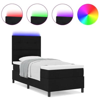Boxspring Bed met Matras & LED Zwart 100x200 cm Stof