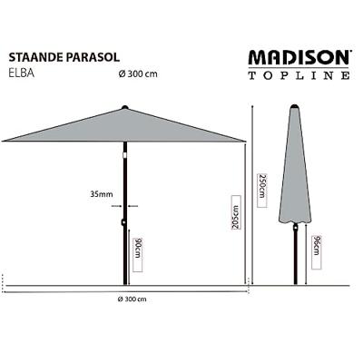 Madison Parasol Elba push-up 300cm PE Grijs grade 6 - thumbnail