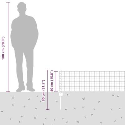 VidaXL Hek met paal zilver 0,4 x 25 m staal