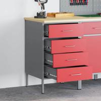 Werkbank Rood en Grijs 50 x 55 x 85 cm Engineered hout en staal - thumbnail