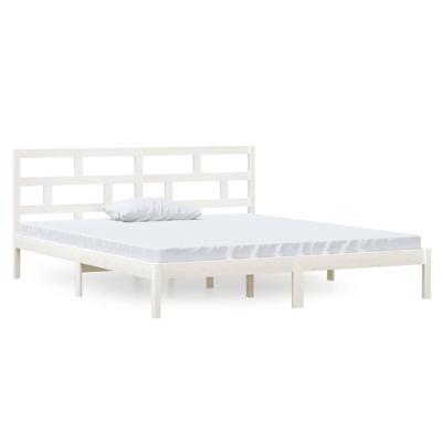 Bedframe massief hout wit 135x190 cm