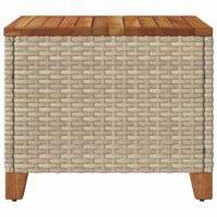 Tuintafel 45x45x37 cm poly rattan en acaciahout beige - thumbnail