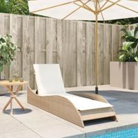 Ligbed met kussen 60x205x73 cm poly rattan beige - thumbnail