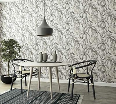 Noordwand behang topchic monkey jungle leaves grijs en zwart