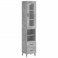 Hoge kast 34,5x34x180 cm bewerkt hout betongrijs - thumbnail