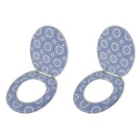 Toiletbrillen met deksels 2 st porselein MDF - thumbnail